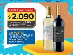 Carrefour Maxi La fusta - vino tinto malbec/ cabernet sauv/ blanco dulce oferta