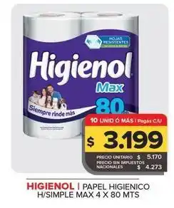 Carrefour Maxi Higienol - papel higienico h/ simple max oferta
