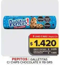 Carrefour Maxi Pepitos - galletitas c/ chips chocolate oferta