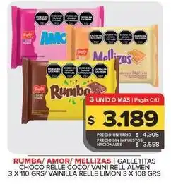 Carrefour Maxi Bagley - rumba/ amor/ mellizas galletitas choco relle coco/ vaini rell almen/ vainilla relle limon oferta