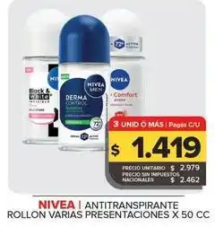 Carrefour Maxi Nivea - antitranspirtante rollon varias presentaciones oferta