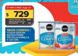 Carrefour Maxi Gran compra - yogur descre batido/firme frutilla/vanilla oferta
