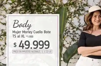 Xl - body mujer morley cuello bote ts al