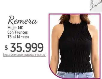 Remera mujer mc con frunces