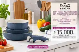 La Anonima Set 4 piezas azul acanalado con antiadherente cerámico oferta
