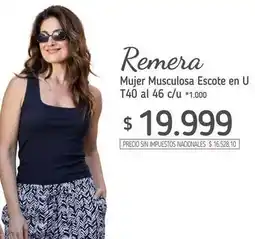 La Anonima Remera mujer musculosa escote en u t40 al 46 oferta