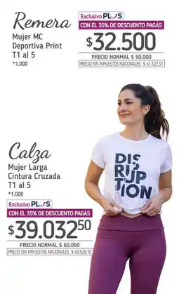 La Anonima Remera mujer mc deportiva print t1 al 5 oferta