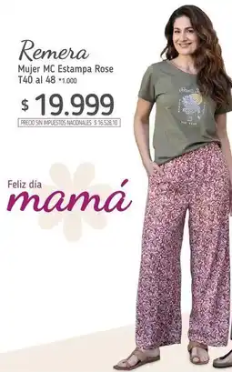 La Anonima Sol - remera mujer mc estampa rose t40 al 48 oferta