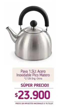 La Anonima Jura - pava 1,5lt acero inoxidable pico matero oferta