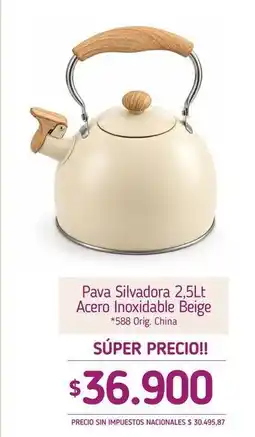 La Anonima Pava silvadora 2.5lt acero inoxidable beige oferta