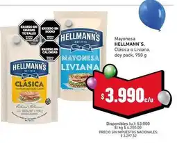 Cooperativa Obrera Hellmann's - mayonesa clásica o liviana oferta