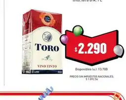 Cooperativa Obrera Toro - vino tinto oferta