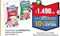 Cooperativa Obrera Vida - leche entera larga vida oferta