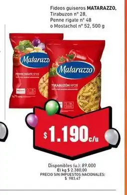 Cooperativa Obrera Matarazzo - fideos guiseros oferta