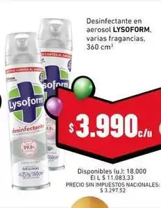Cooperativa Obrera Lysoform - desinfectante en aerosol oferta