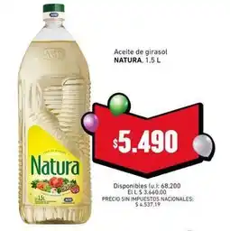 Cooperativa Obrera Natura - aceite de girasol oferta