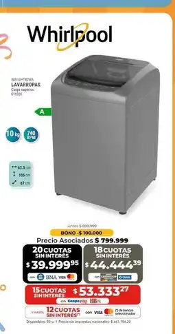 Cooperativa Obrera Whirlpool - lavarropas oferta