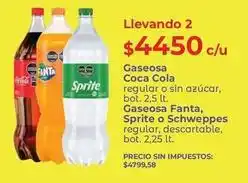Supermercados Vea Coca cola - gaseosa regular o sin azúcar, bot. 2,5 lt. / gaseosa regular, descartable, bot. 2,25 lt oferta
