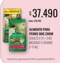 Supermercados Tadicor Dog chow - alimento para perro adulto x 15 + 2 kg mediano y grande x 15 kg oferta