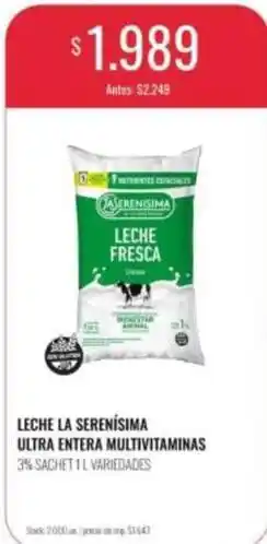 Supermercados Tadicor La serenísima - leche ultra entera multivitaminas 3% sachet 1 l oferta