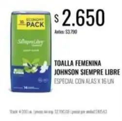 Supermercados Tadicor Toalla femenina especial con alas oferta