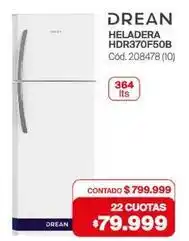 Naldo Lombardi Drean - heladera hdr370f50b cód. 208478 (10) oferta