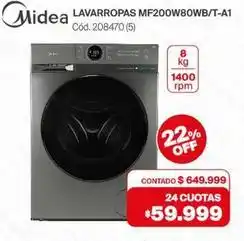 Naldo Lombardi Midea - lavarropas mf200w80wb/t-a1 cód. 208470 (5) oferta
