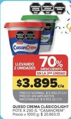 Carrefour Market Casancrem - queso crema clásico/light oferta