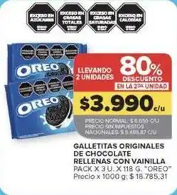 Oreo - galletitas originales de chocolate rellenas con vainilla