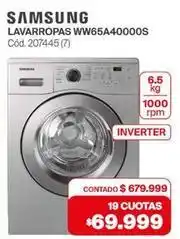Naldo Lombardi Samsung - lavarropas ww65a40000s cód. 207445 (7) oferta