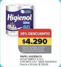 Higienol - papel higiénico hoja simple