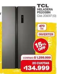 Naldo Lombardi Tcl - heladera p520sbn cód. 209317 (13) oferta