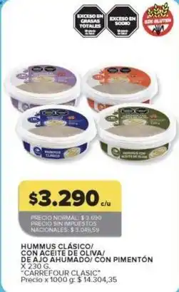 Carrefour Market Carrefour - hummus clásico/ con aceite de oliva/ de ajo ahumado/ con pimentón oferta