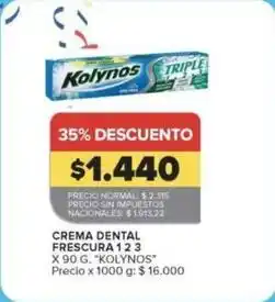 Carrefour Market Kolynos - crema dental frescura 1 2 3 oferta