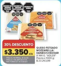Carrefour Market Adler - queso feteado mozzarella/danbo/cheddar oferta