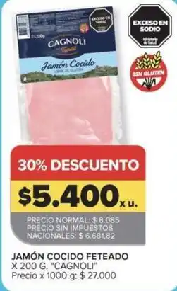 Carrefour Market Cagnoli - jamón cocido fleteado oferta