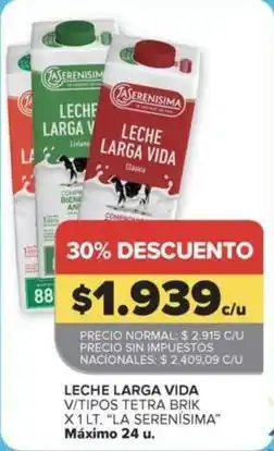 Carrefour Market La serenísima - leche larga vida oferta