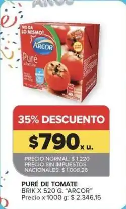 Carrefour Market Arcor - pure de tomate brik oferta