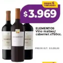 Supermayorista Vital Elementos vino malbec/ cabernet oferta