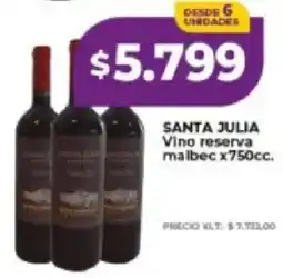 Supermayorista Vital Santa julia vino reserva malbec oferta