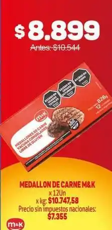 Makro M&k - medallon de carne oferta
