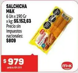 Makro M&k - salchicha oferta