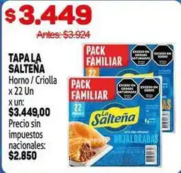 Makro La salteña - tapa la salteña horno / criolla x 22 un oferta