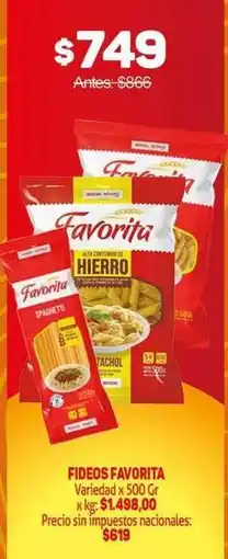 Makro Favorita - fideos oferta