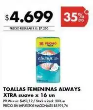 Disco Always - toallas femeninas xtra suave oferta
