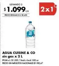 Disco Agua cuisine & co sin gas x 2 l oferta