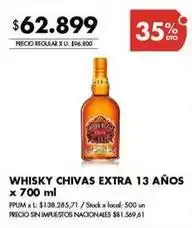 Disco Whisky chivas extra 13 años oferta