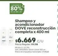 Jumbo Dove - shampoo y acondicionador reconstrucción completa oferta