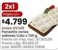 Coto Coto - panzottis varios sabores x 720 g oferta