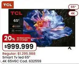 Tcl - smart tv led 65 4k 65v6c cod. 632559